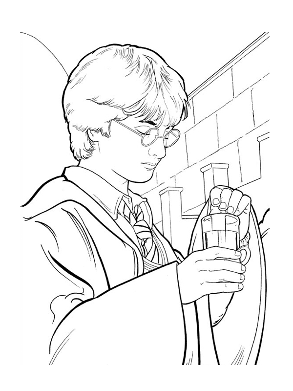 coloriage harry potter prepare une potion magique